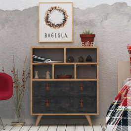 Hanah Home Marco Cómoda en Roble y Gris Oscuro
